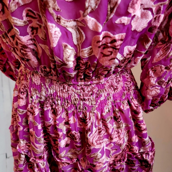 o.p.t Velvet Floral Pink Dress - Picture 9 of 9